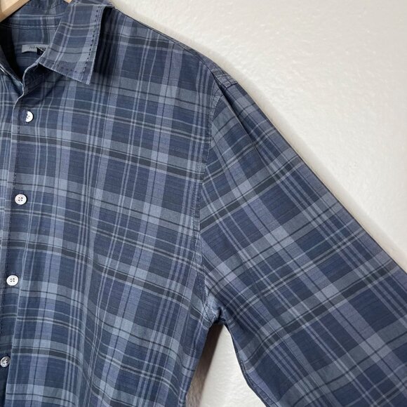 John Varvatos Mens Blue Plaid Long-Sleeve Cotton Button-Up Shirt Size Small - Picture 5 of 12